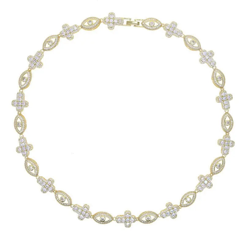 Cross Zircon Eye Pendant Hip Hop Necklace nowadaysfashion