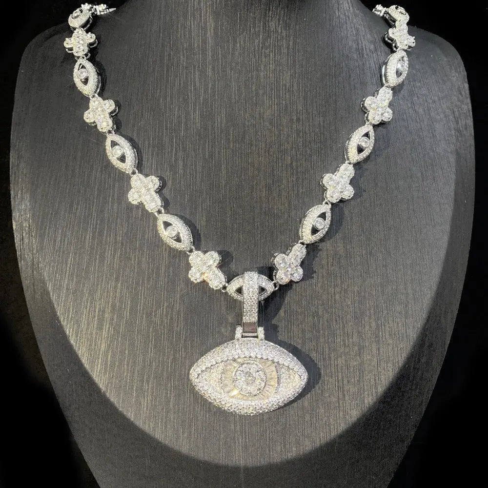 Cross Zircon Eye Pendant Hip Hop Necklace - Blade & Thread