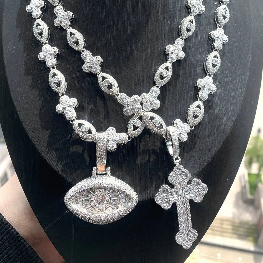 Cross Zircon Eye Pendant Hip Hop Necklace nowadaysfashion