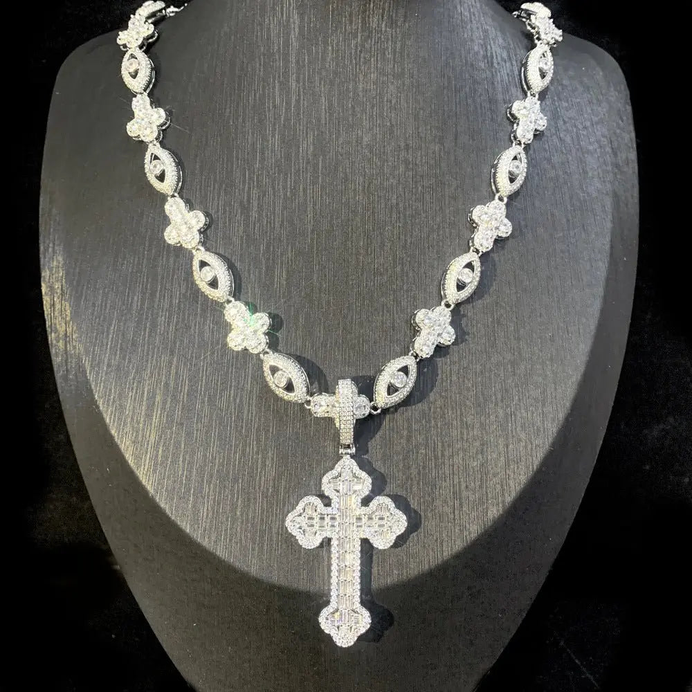 Cross Zircon Eye Pendant Hip Hop Necklace nowadaysfashion