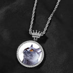 Crown Clasp Medallions Custom Photo Memory Round Pendant Engrave HipHop Jewlery nowadaysfashion