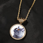 Crown Clasp Medallions Custom Photo Memory Round Pendant Engrave HipHop Jewlery nowadaysfashion