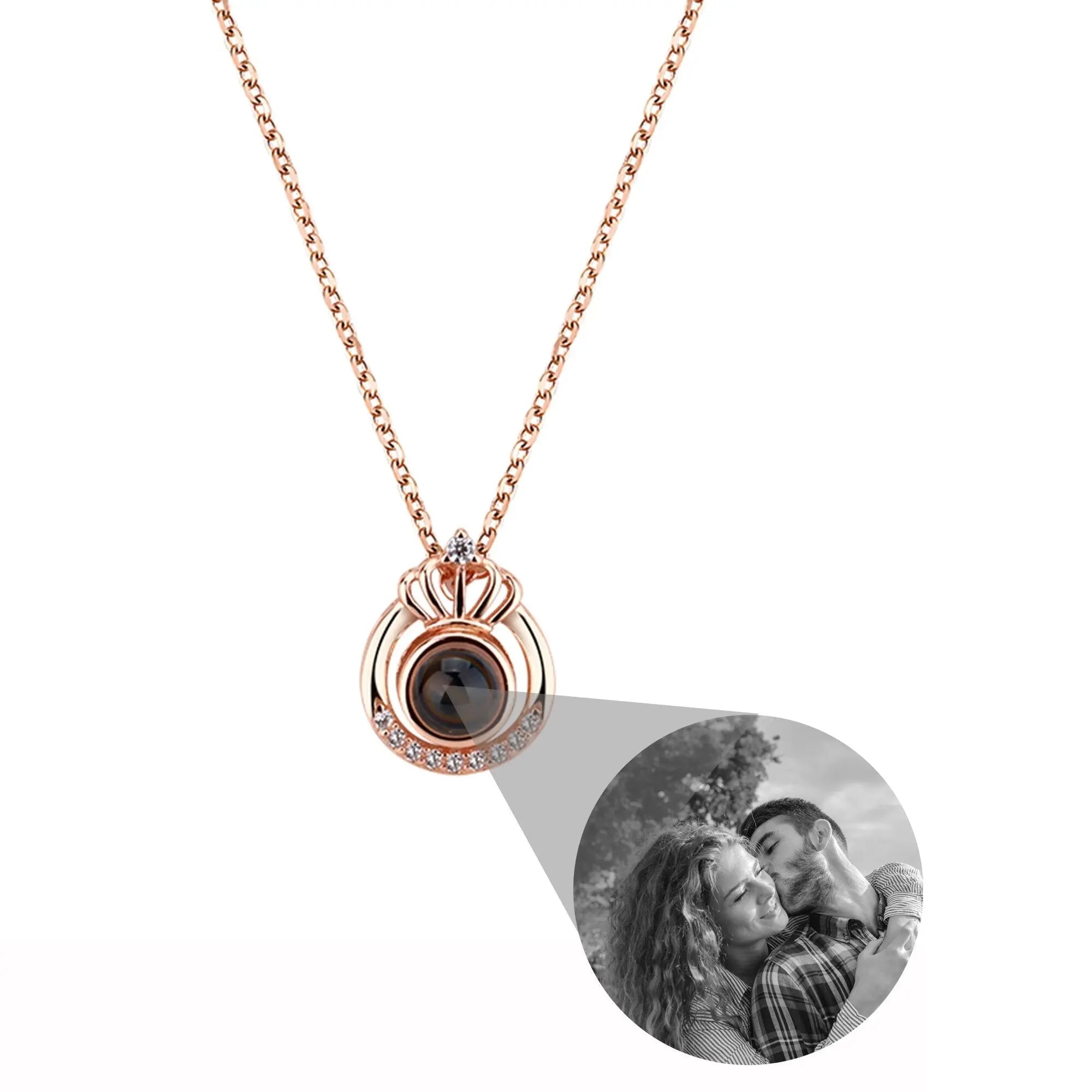 Crown Necklace Projection Pendant Custom Name Photo Memorial Gift nowadaysfashion