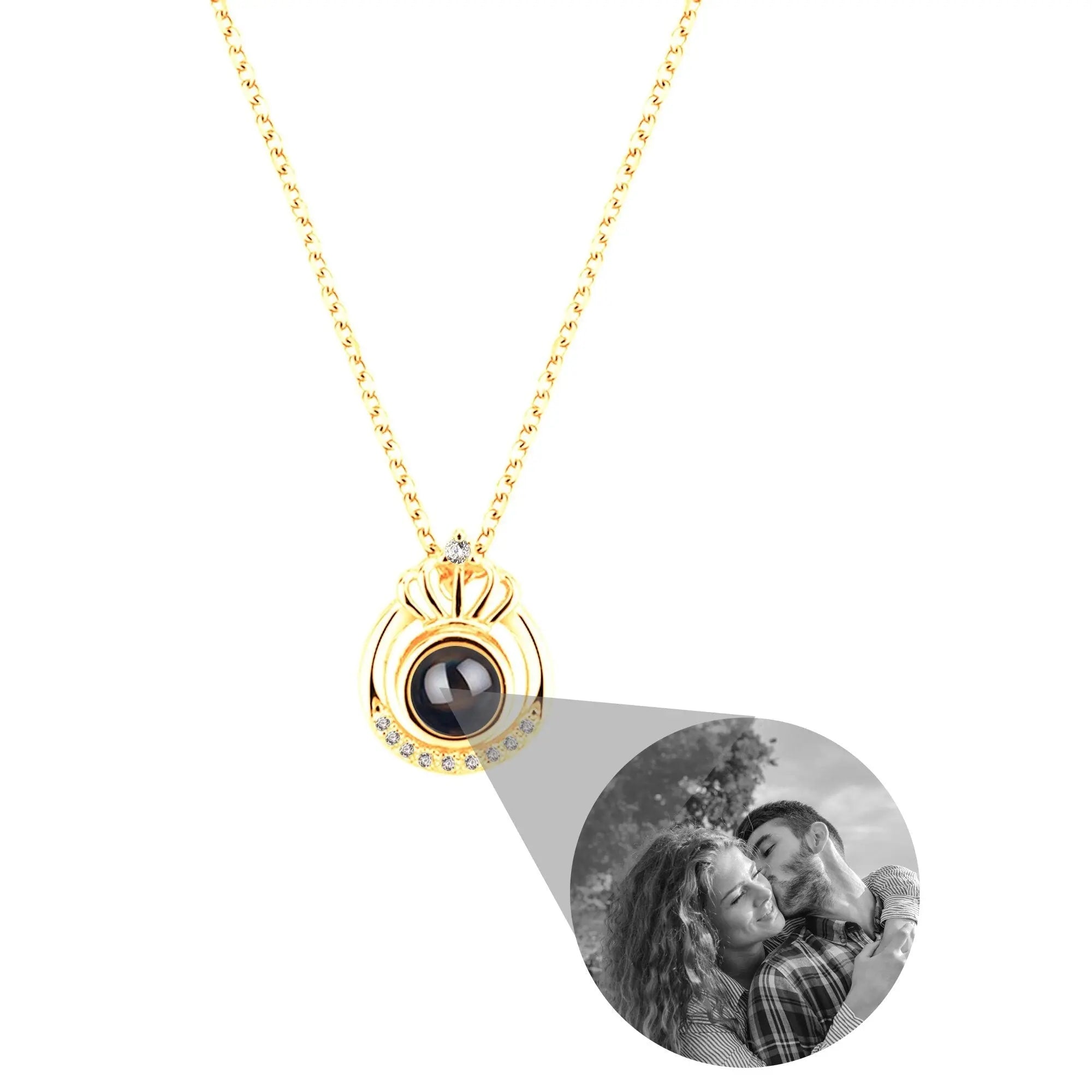 Crown Necklace Projection Pendant Custom Name Photo Memorial Gift nowadaysfashion