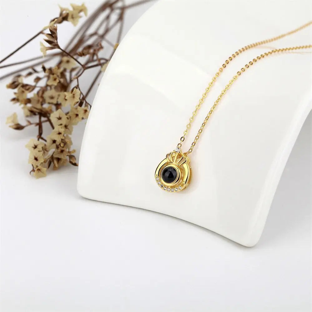 Crown Necklace Projection Pendant Custom Name Photo Memorial Gift - Blade & Thread