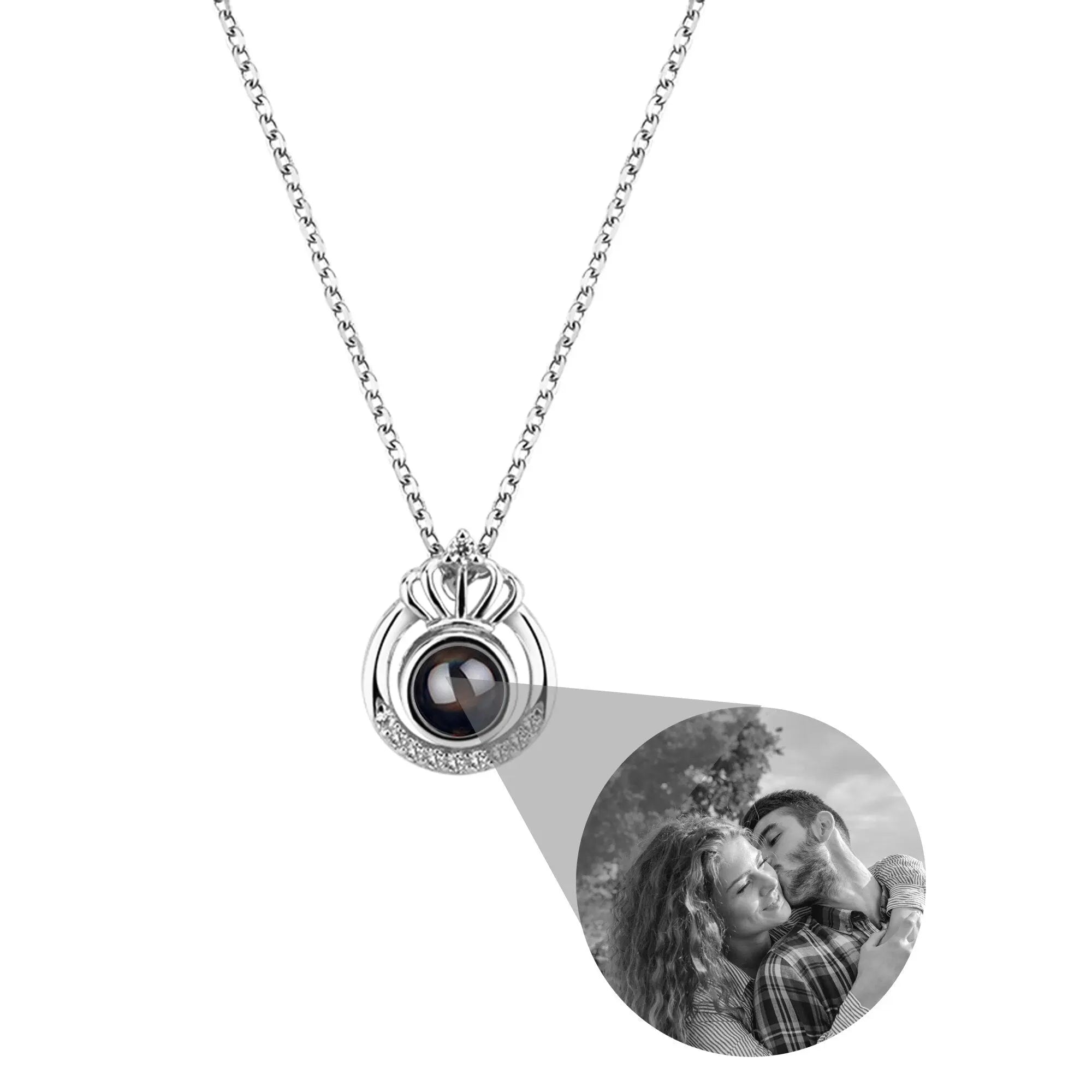 Crown Necklace Projection Pendant Custom Name Photo Memorial Gift nowadaysfashion