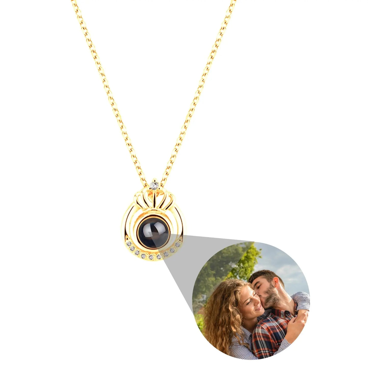 Crown Necklace Projection Pendant Custom Name Photo Memorial Gift - Blade & Thread