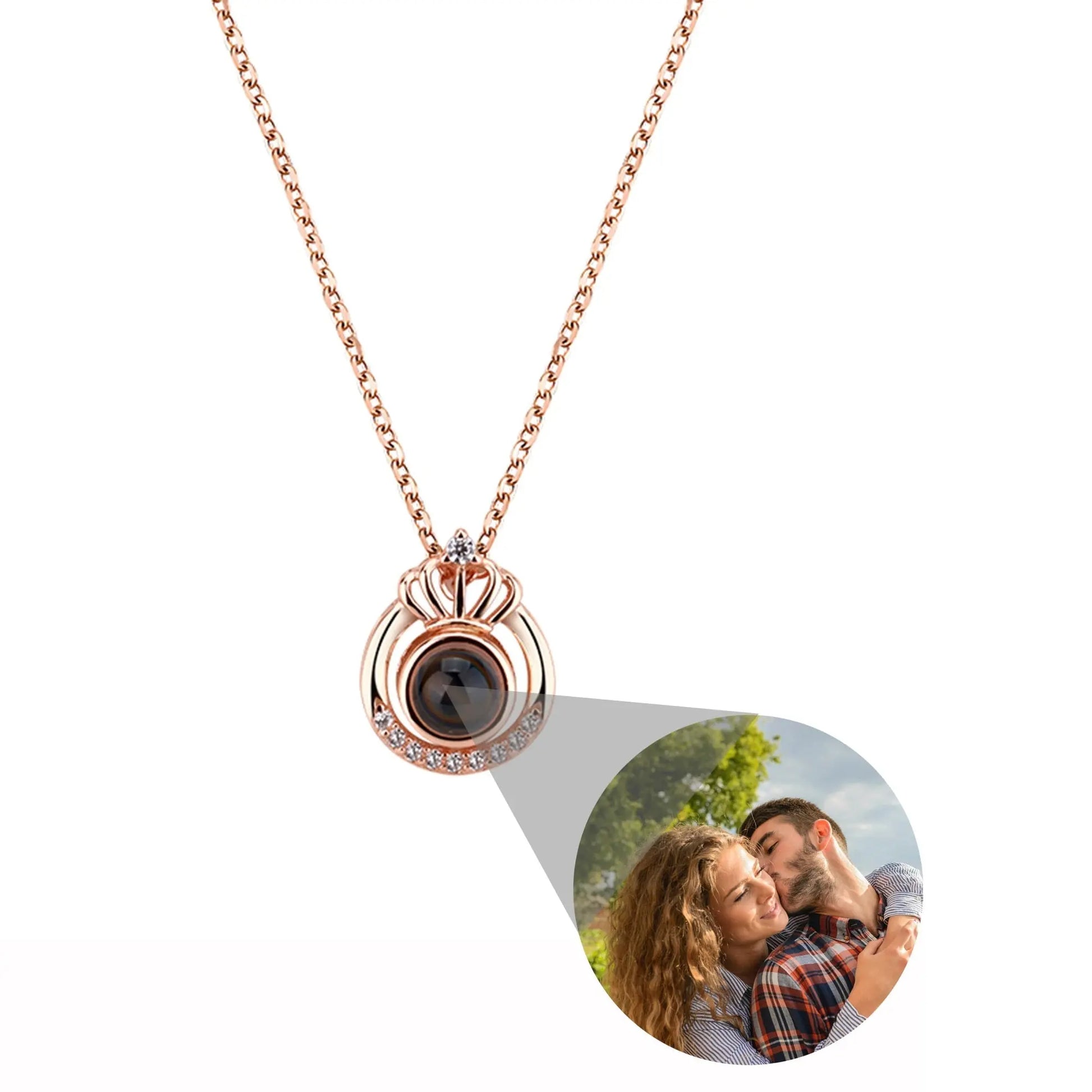 Crown Necklace Projection Pendant Custom Name Photo Memorial Gift - Blade & Thread