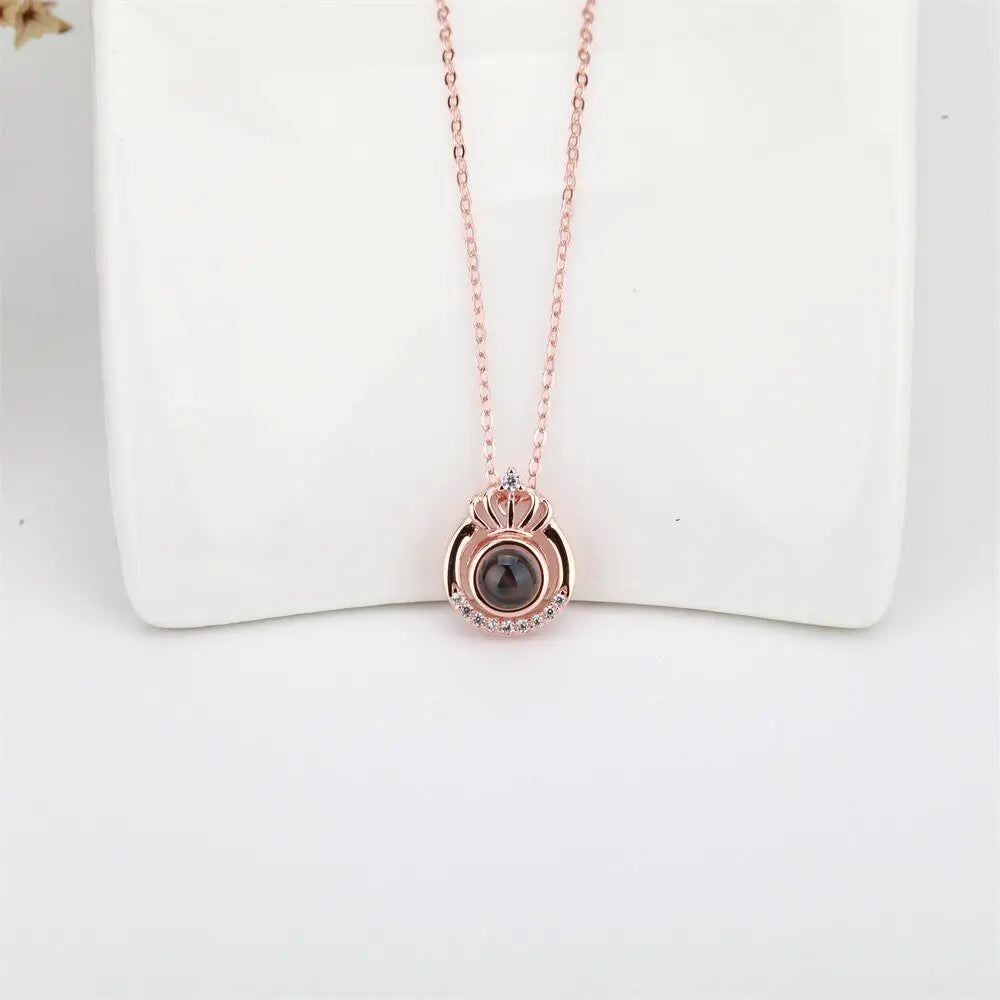 Crown Necklace Projection Pendant Custom Name Photo Memorial Gift nowadaysfashion