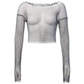 Crystal Diamond See Through Crop Tops Women Hollow Out Beachwear Tops Shiny Sexy Party Top nowadaysfashion