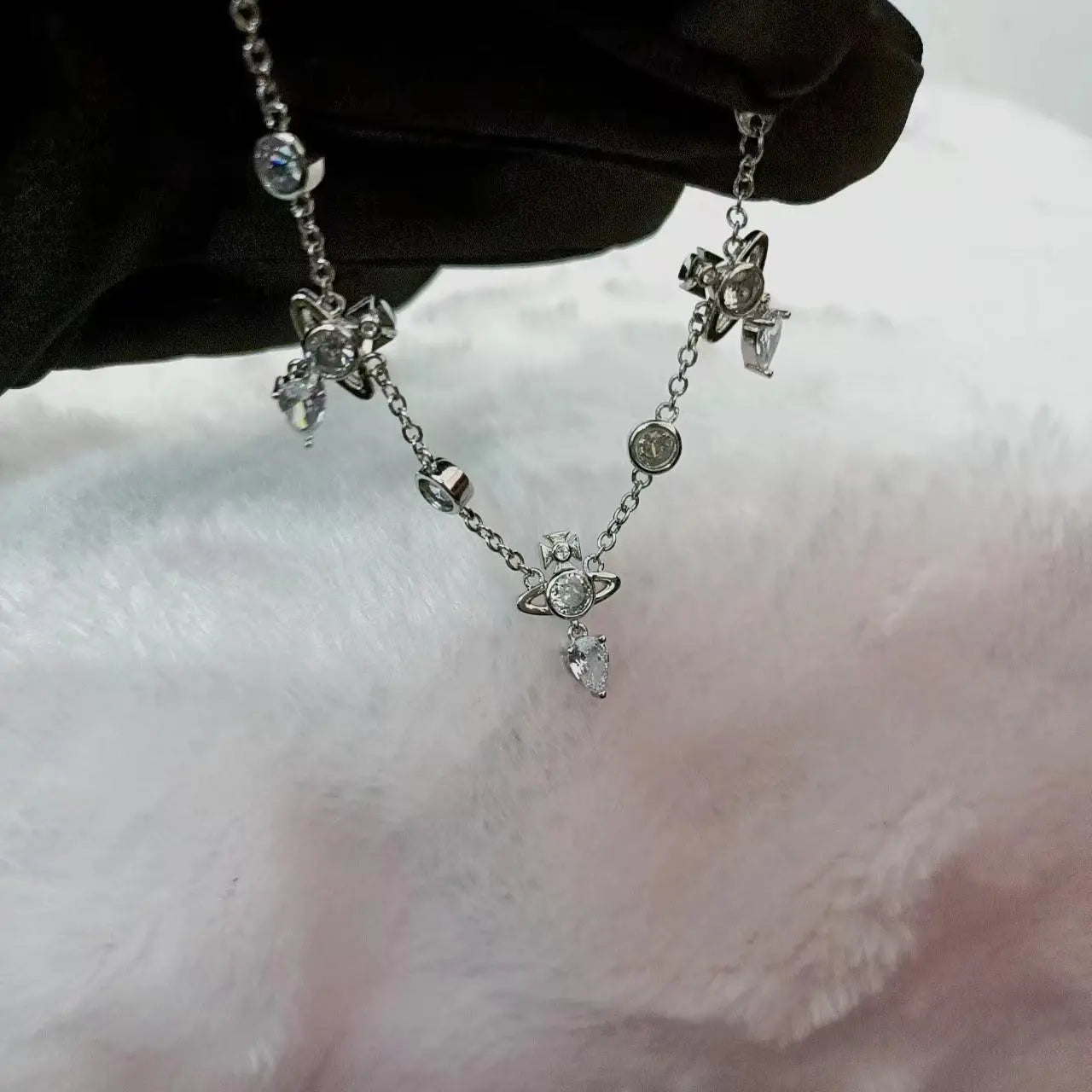 Crystal Diamond Water Drop Necklace Super Sparkling Tassel Pendant Bracelet - Blade & Thread