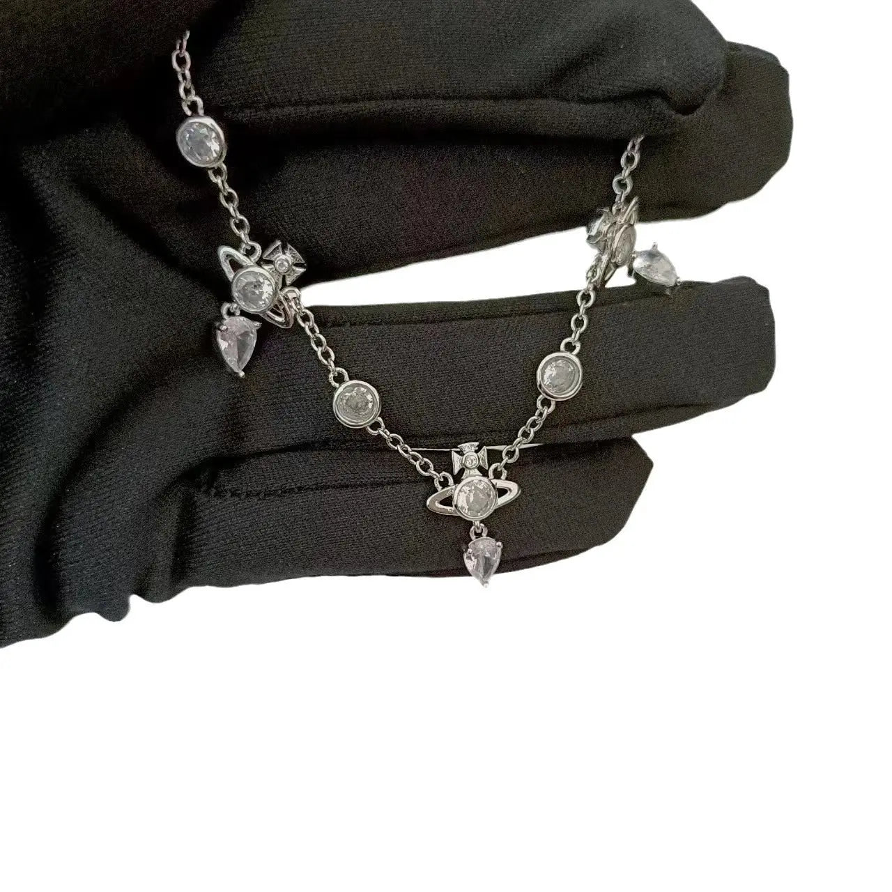 Crystal Diamond Water Drop Necklace Super Sparkling Tassel Pendant Bracelet - Blade & Thread