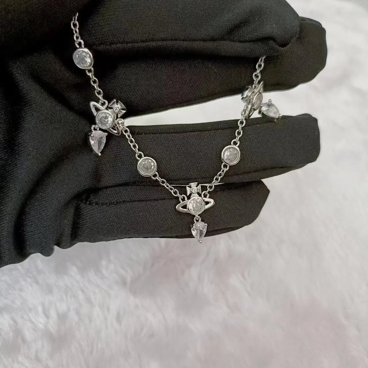 Crystal Diamond Water Drop Necklace Super Sparkling Tassel Pendant Bracelet nowadaysfashion