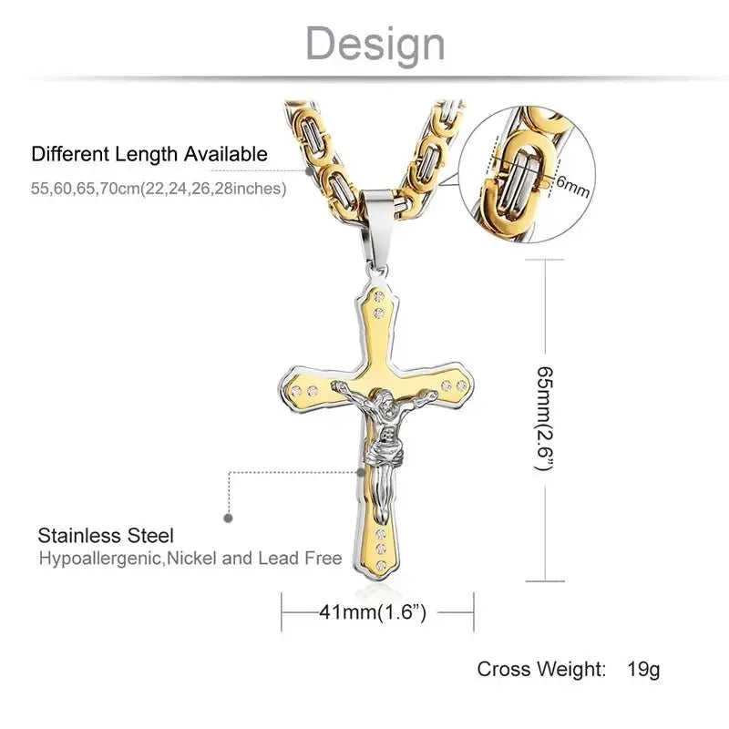 Crystal Jesus Christ Holy Crucifix Cross Pendant Necklace nowadaysfashion
