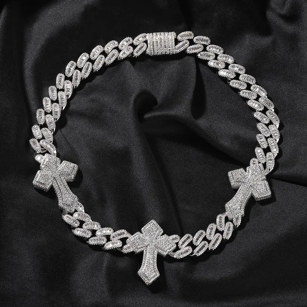 cuban link chain cross tennis necklace nowadaysfashion