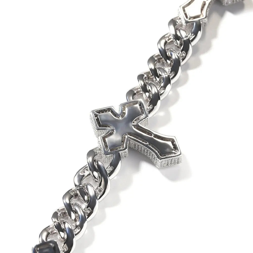 cuban link chain cross tennis necklace - Blade & Thread