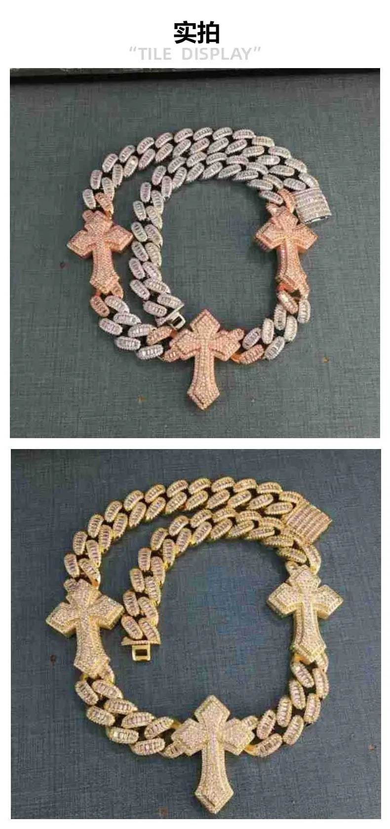 cuban link chain cross tennis necklace - Blade & Thread