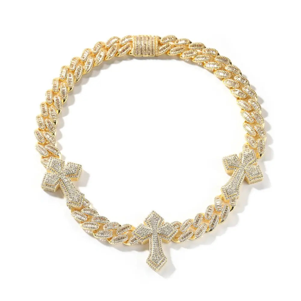 cuban link chain cross tennis necklace - Blade & Thread