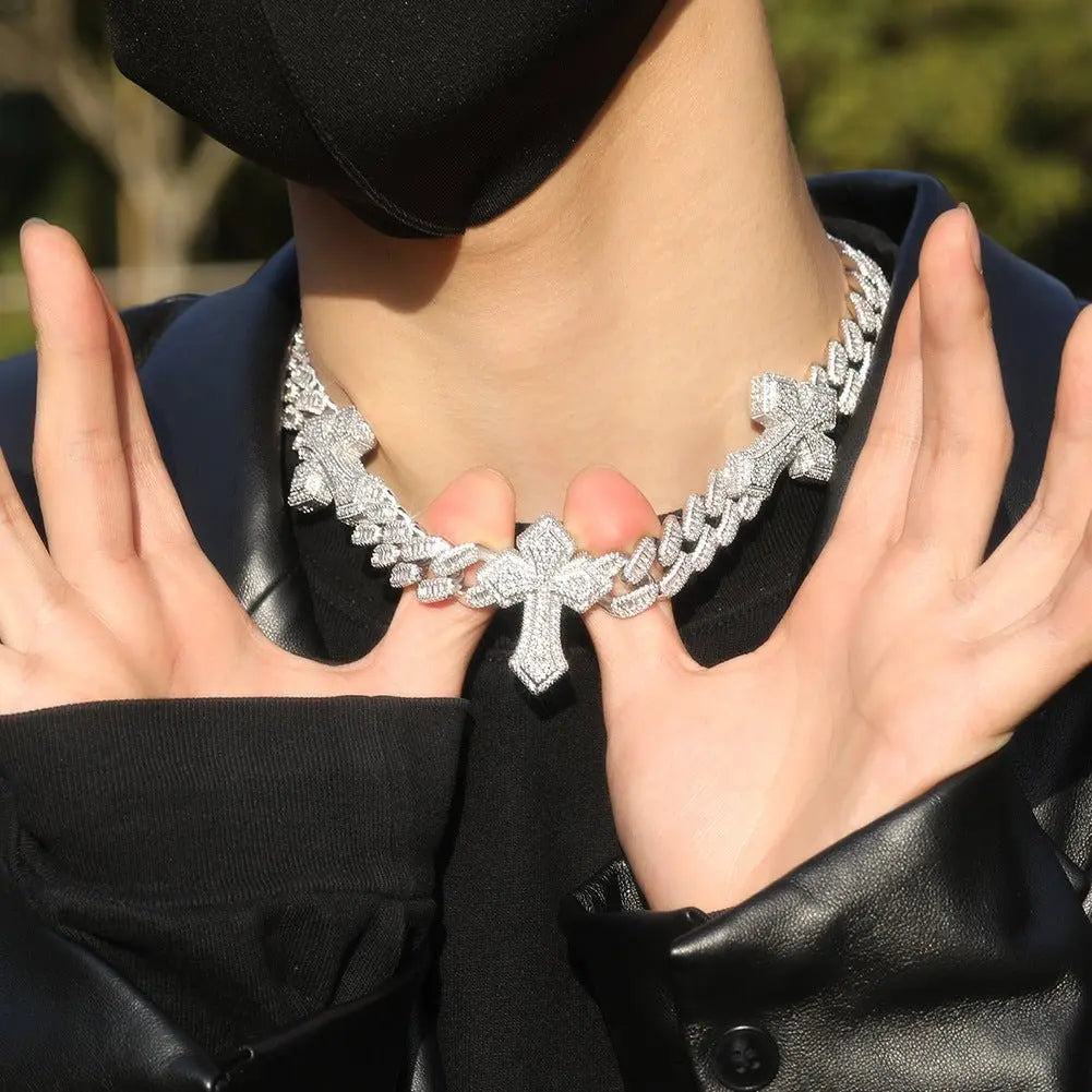 cuban link chain cross tennis necklace nowadaysfashion