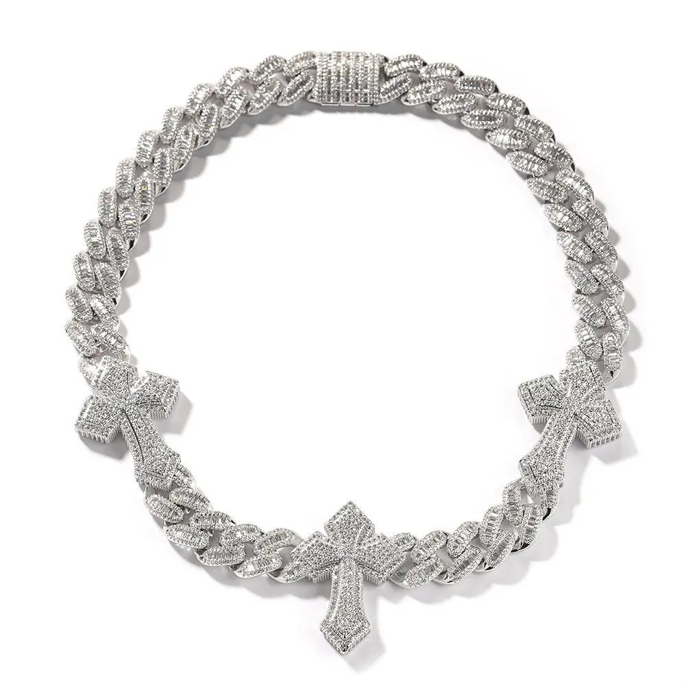 cuban link chain cross tennis necklace - Blade & Thread