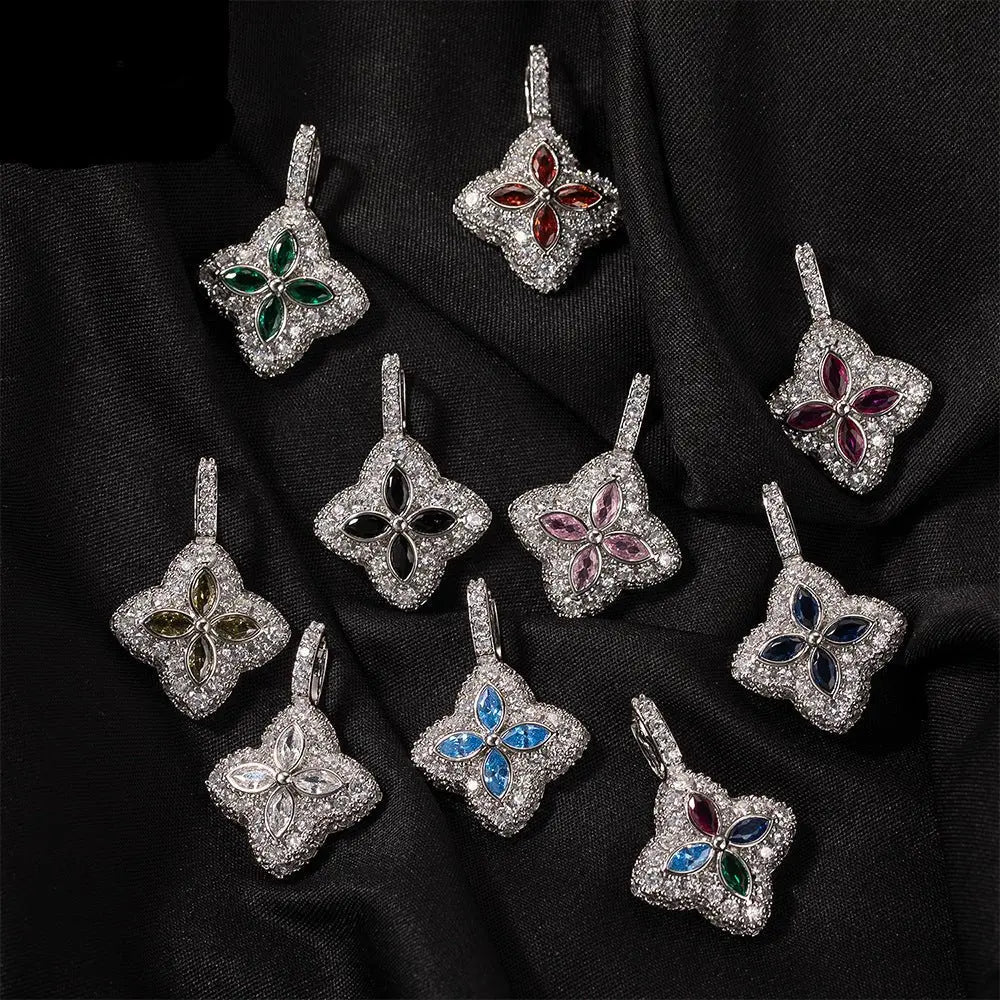 Cubic Zirconia Colorful Four-Leaf Clover Pendant - Blade & Thread