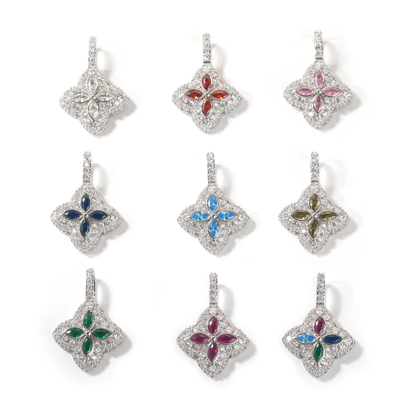 Cubic Zirconia Colorful Four-Leaf Clover Pendant - Blade & Thread