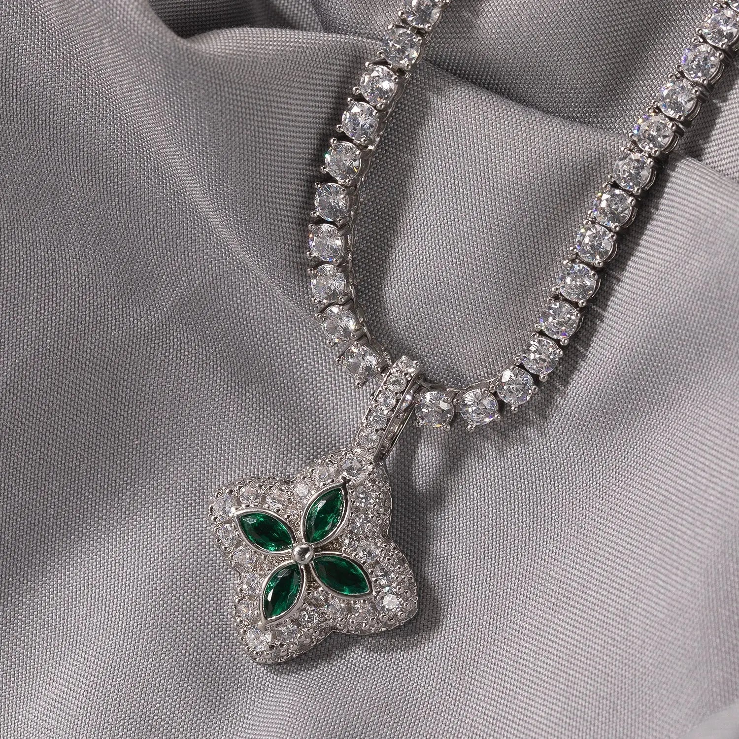 Cubic Zirconia Colorful Four-Leaf Clover Pendant - Blade & Thread