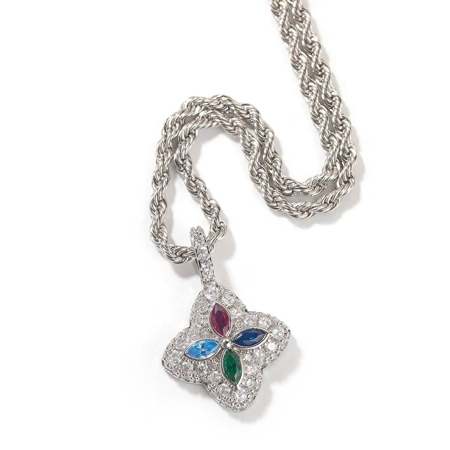 Cubic Zirconia Colorful Four-Leaf Clover Pendant - Blade & Thread