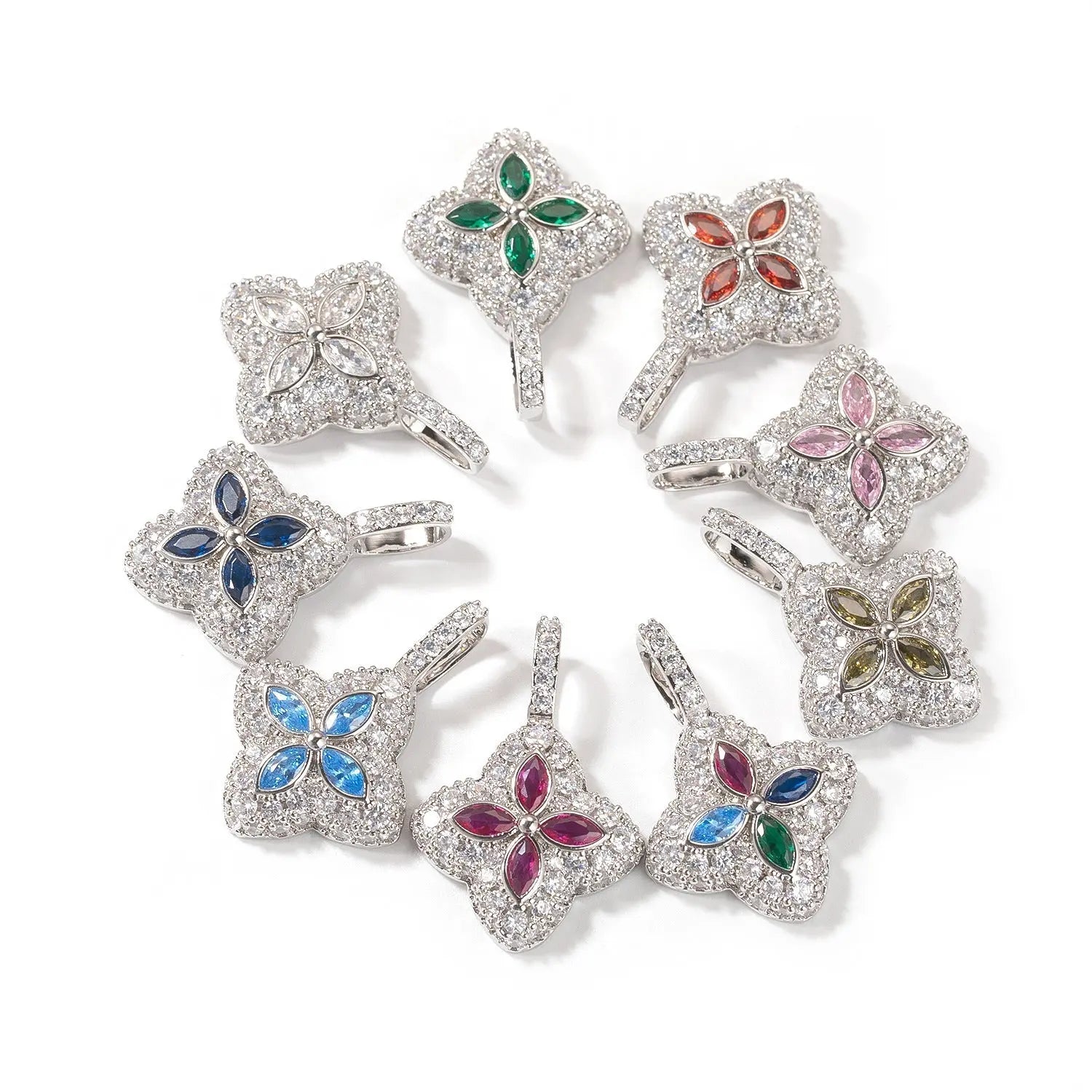 Cubic Zirconia Colorful Four-Leaf Clover Pendant nowadaysfashion