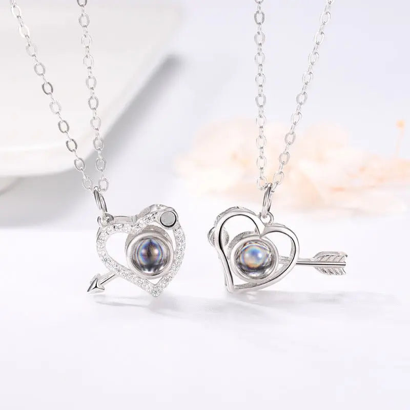 Cupid's Arrow Lover couples necklaces Photo Projection Magnetic Necklace nowadaysfashion