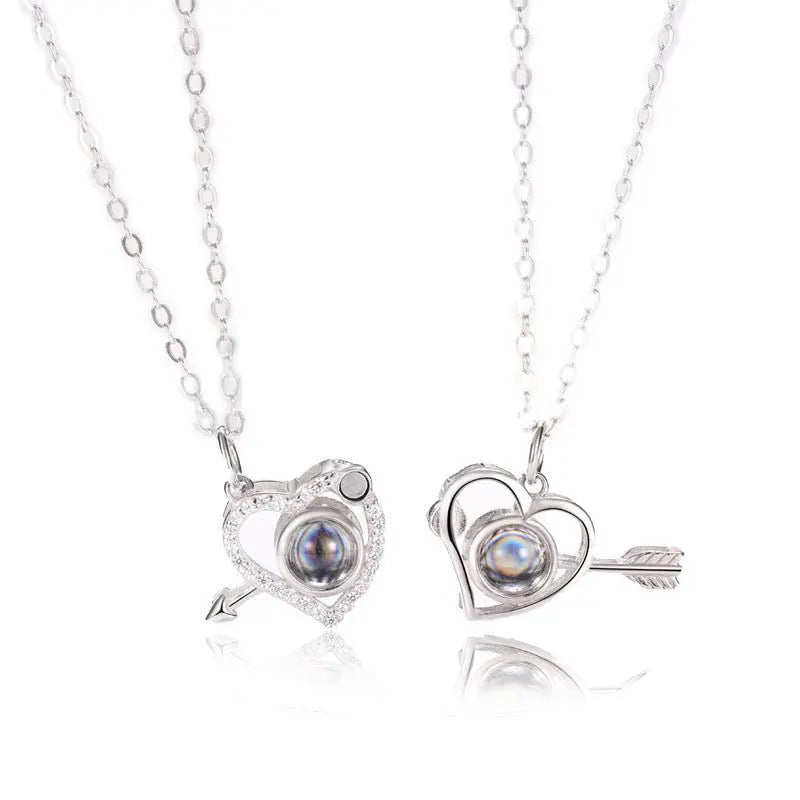 Cupid's Arrow Lover couples necklaces Photo Projection Magnetic Necklace - Blade & Thread