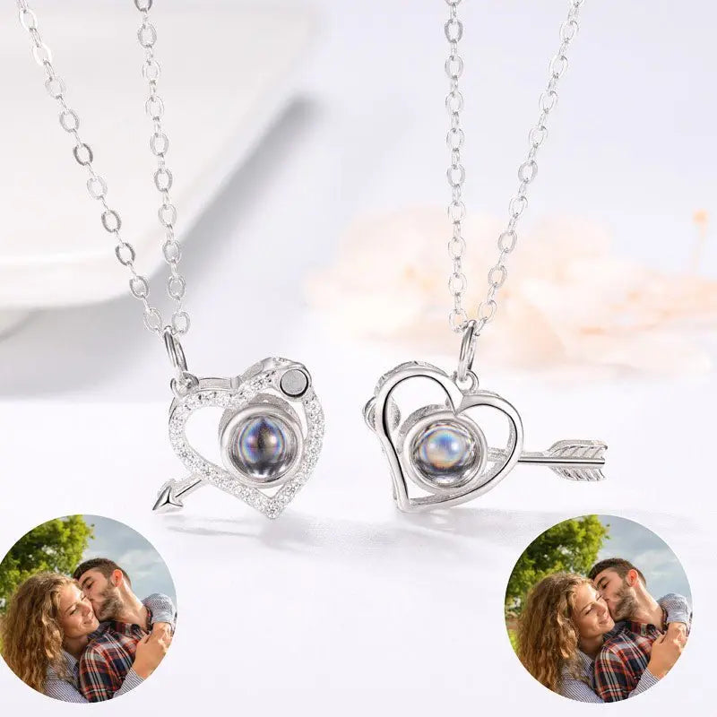 Cupid's Arrow Lover couples necklaces Photo Projection Magnetic Necklace - Blade & Thread