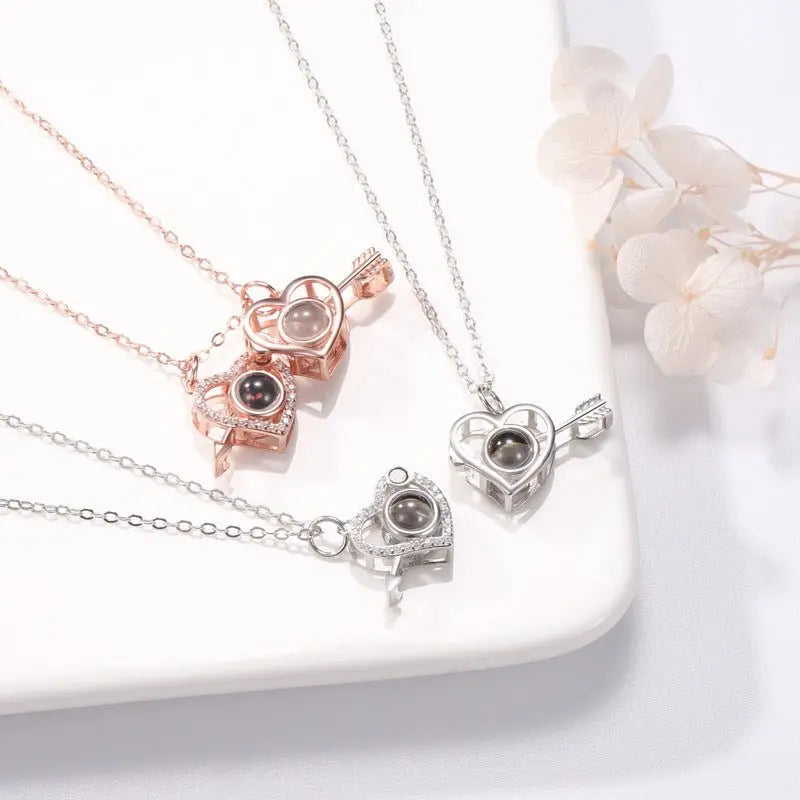 Cupid's Arrow Lover couples necklaces Photo Projection Magnetic Necklace nowadaysfashion