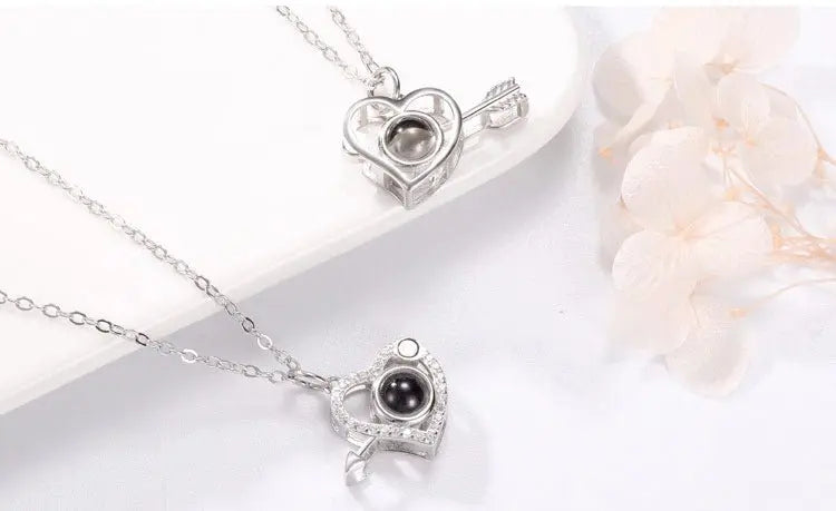 Cupid's Arrow Lover couples necklaces Photo Projection Magnetic Necklace - Blade & Thread