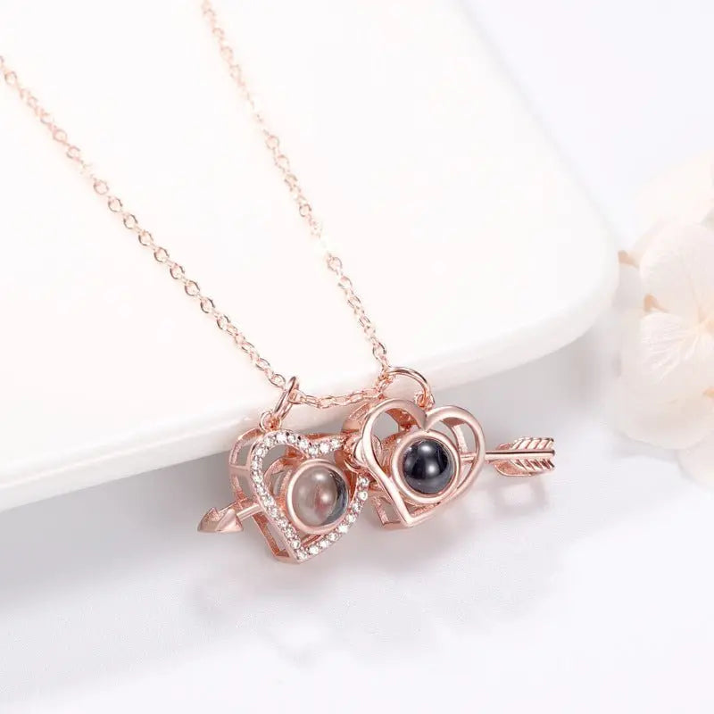 Cupid's Arrow Lover couples necklaces Photo Projection Magnetic Necklace - Blade & Thread