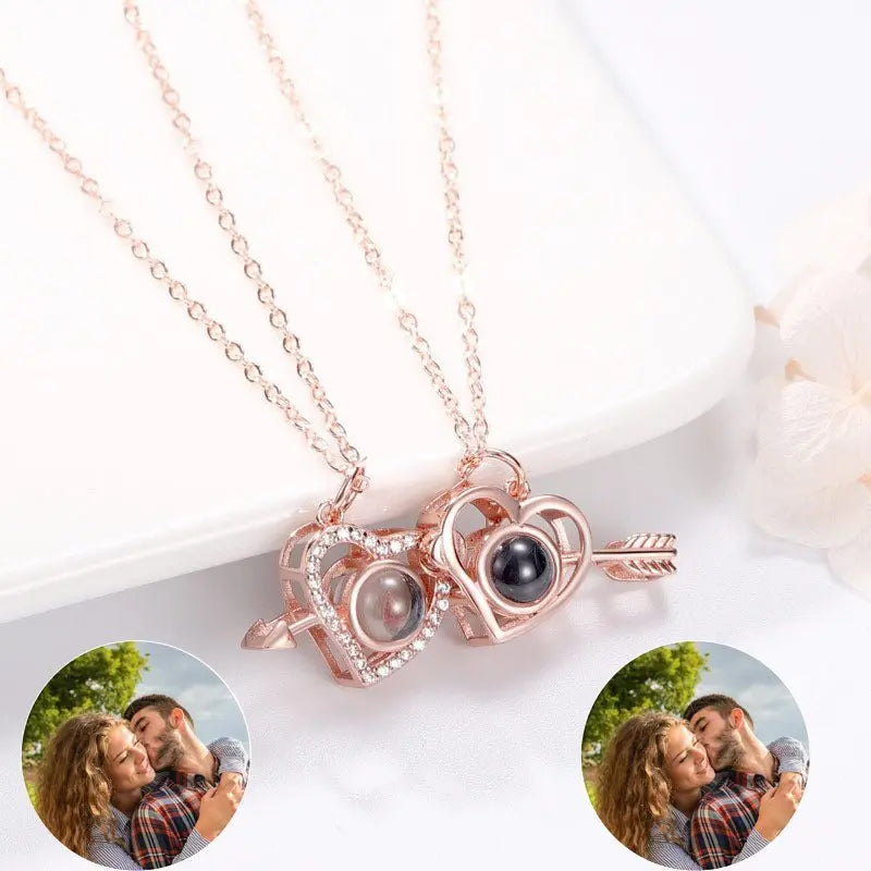 Cupid's Arrow Lover couples necklaces Photo Projection Magnetic Necklace nowadaysfashion