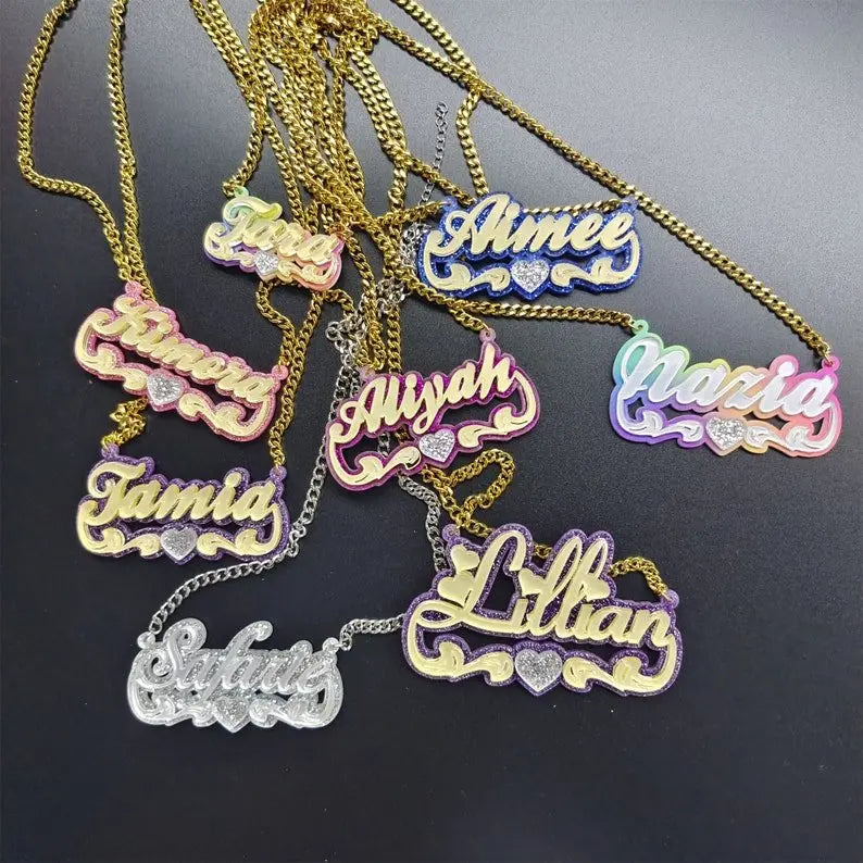 Custom Acrylic Colorful Name Necklace Gift For Her - Blade & Thread