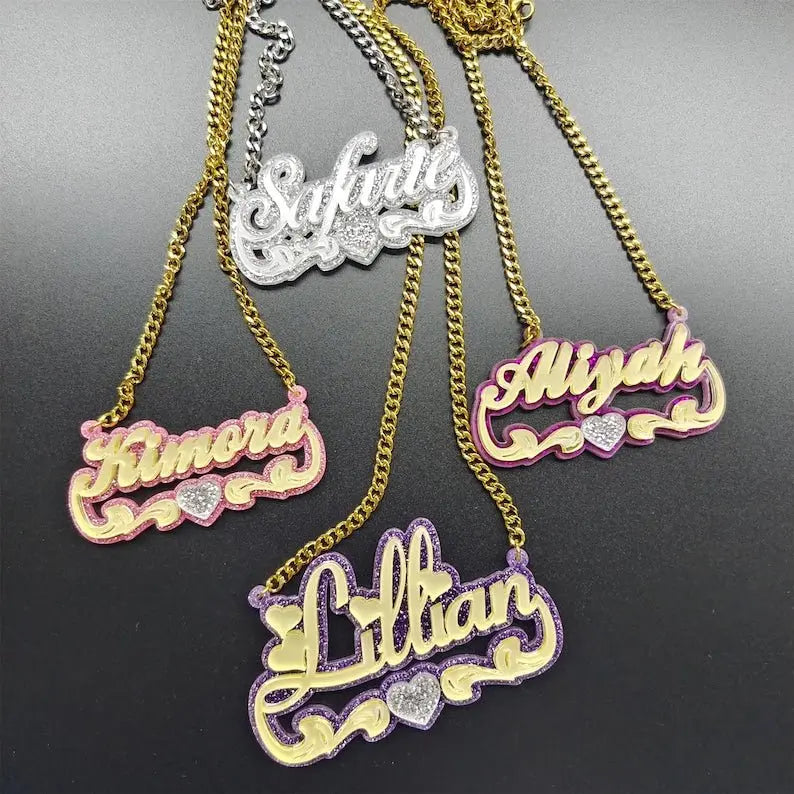 Custom Acrylic Colorful Name Necklace Gift For Her - Blade & Thread