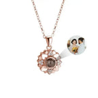 Custom Color Photo Projection Necklace Personalized Simple Style Sunflower Pendant nowadaysfashion
