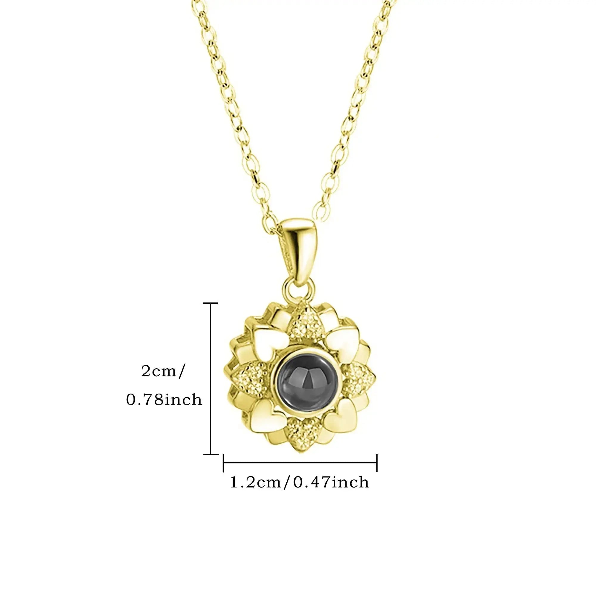 Custom Color Photo Projection Necklace Personalized Simple Style Sunflower Pendant nowadaysfashion