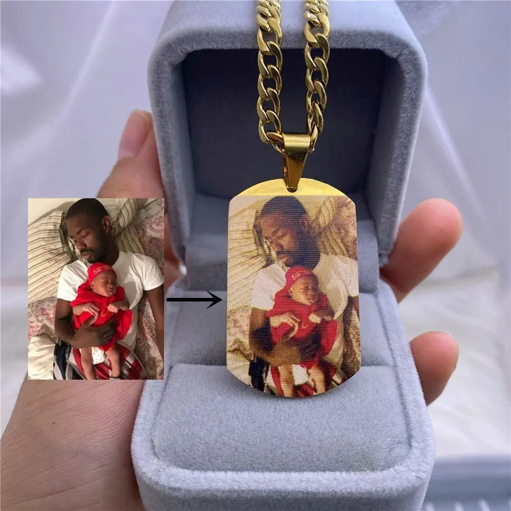 Custom Color Picture Necklace for Stainless Steel Pendant Necklace Memorial Jewelry Gift - Blade & Thread