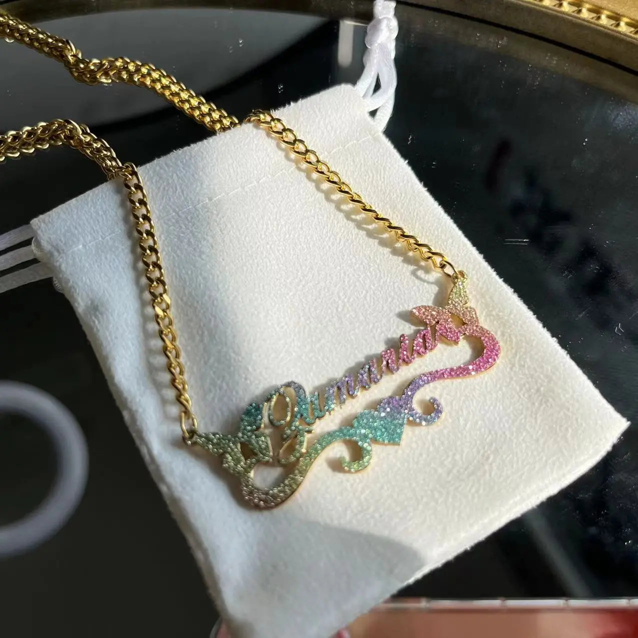 Custom Color Sticker Name Necklace Pendant - Blade & Thread