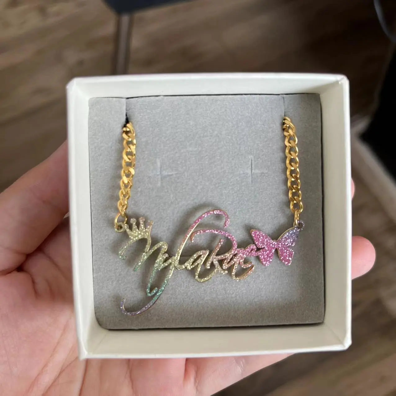 Custom Color Sticker Name Necklace Pendant - Blade & Thread