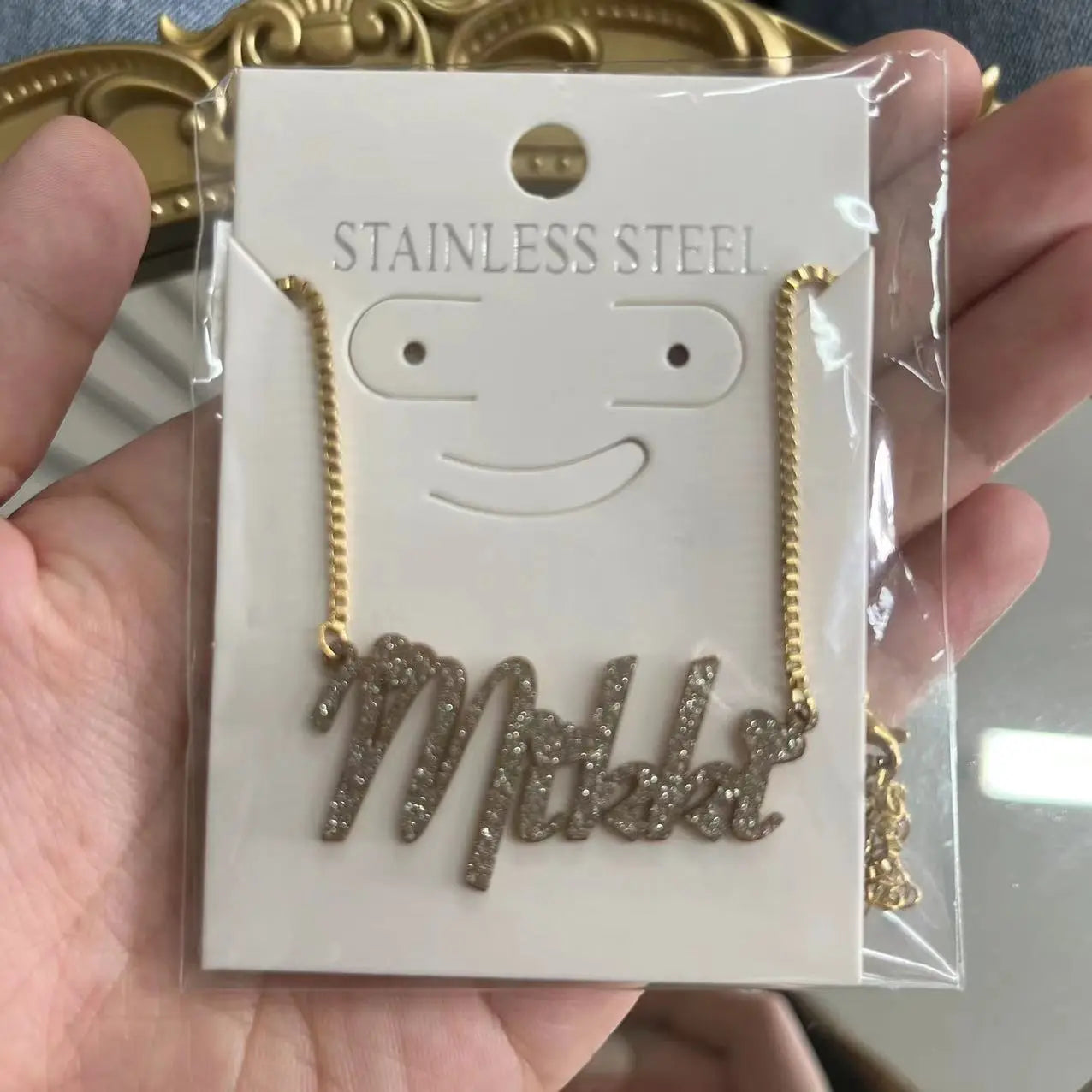 Custom Color Sticker Name Necklace Pendant - Blade & Thread