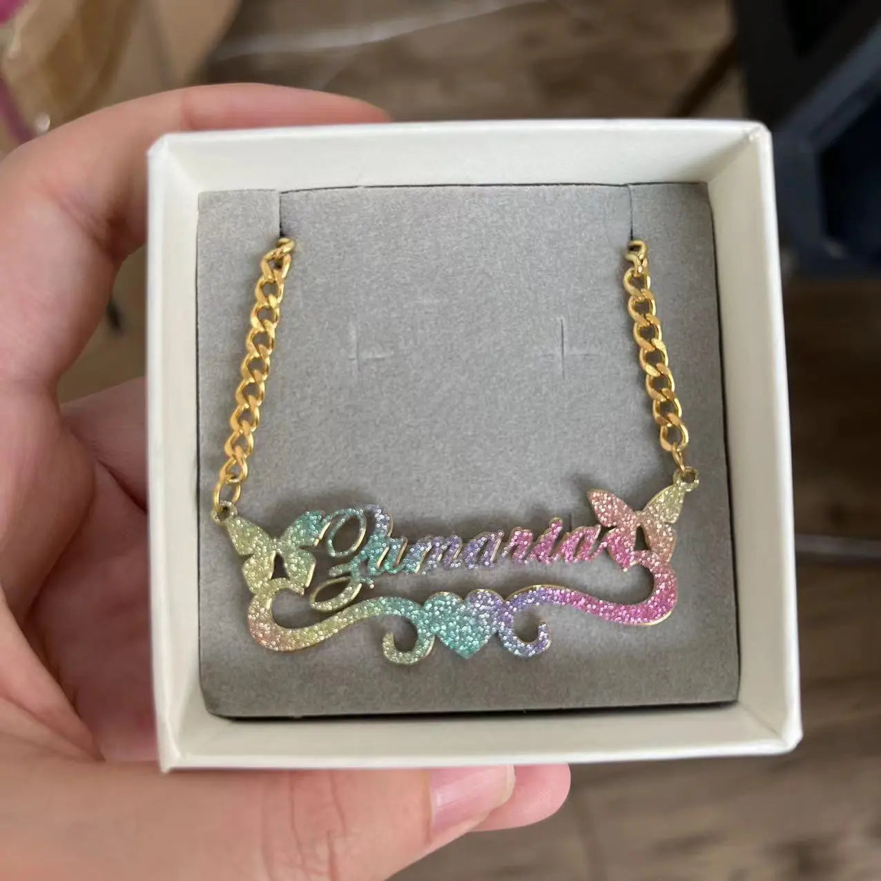 Custom Color Sticker Name Necklace Pendant - Blade & Thread