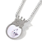 Custom Crown Round Photo Diamond Pendant Hip Hop Necklace nowadaysfashion