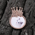 Custom Crown Round Photo Diamond Pendant Hip Hop Necklace nowadaysfashion