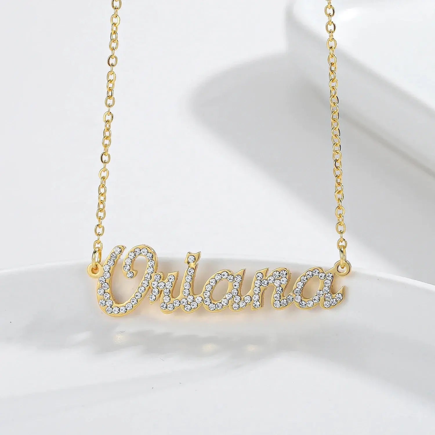 Custom Crystal Name Necklace For Women Iced Out Letter Diamond Nameplate - Blade & Thread