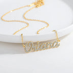 Custom Crystal Name Necklace For Women Iced Out Letter Diamond Nameplate nowadaysfashion