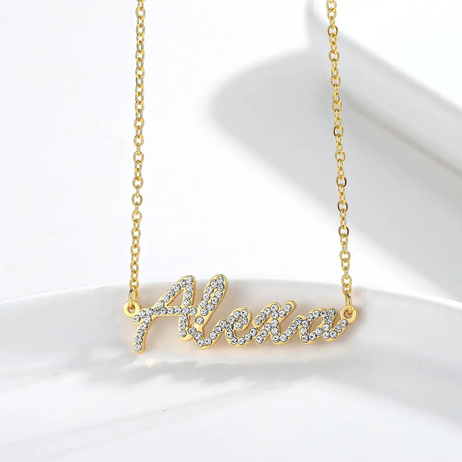 Custom Crystal Name Necklace For Women Iced Out Letter Diamond Nameplate nowadaysfashion